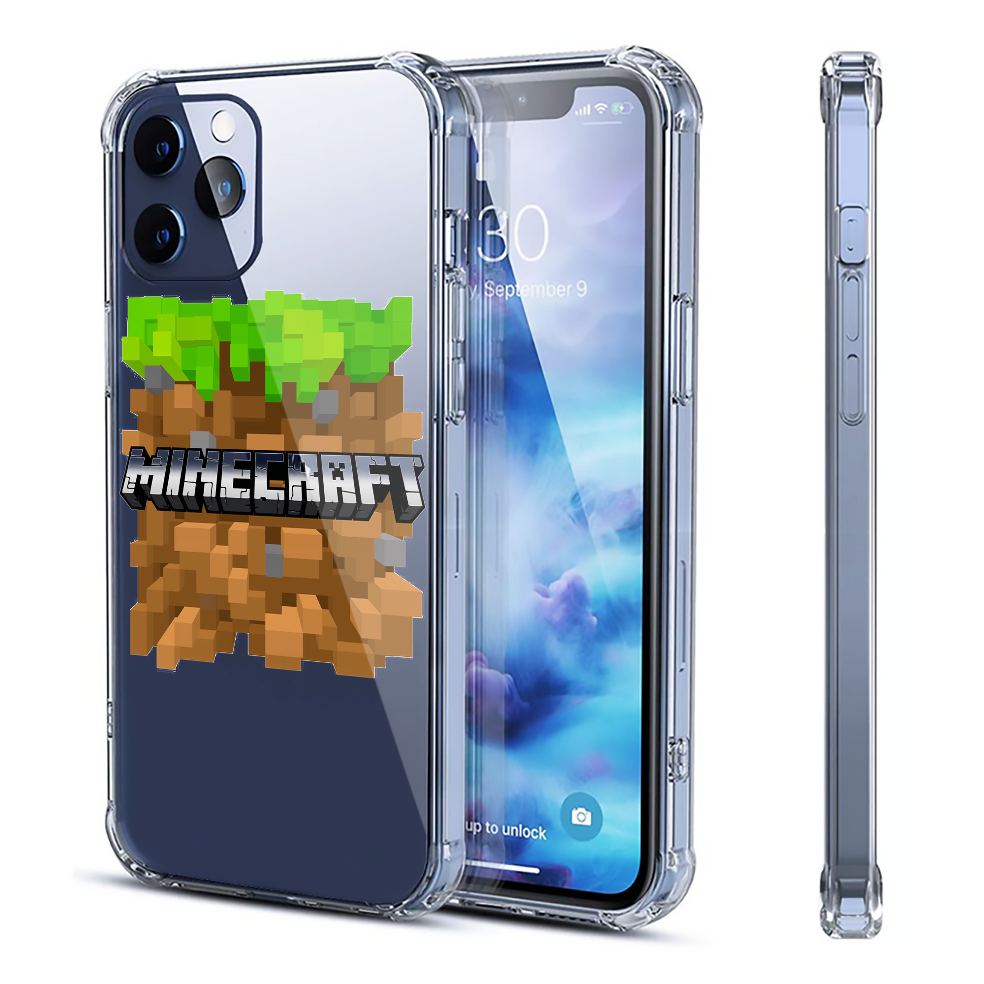 （画像用） マインクラフト ブロックの世界 Minecraft MC Block world 【iPhone 12シリーズ対応】透明スマホケース（クリアソフトケース）